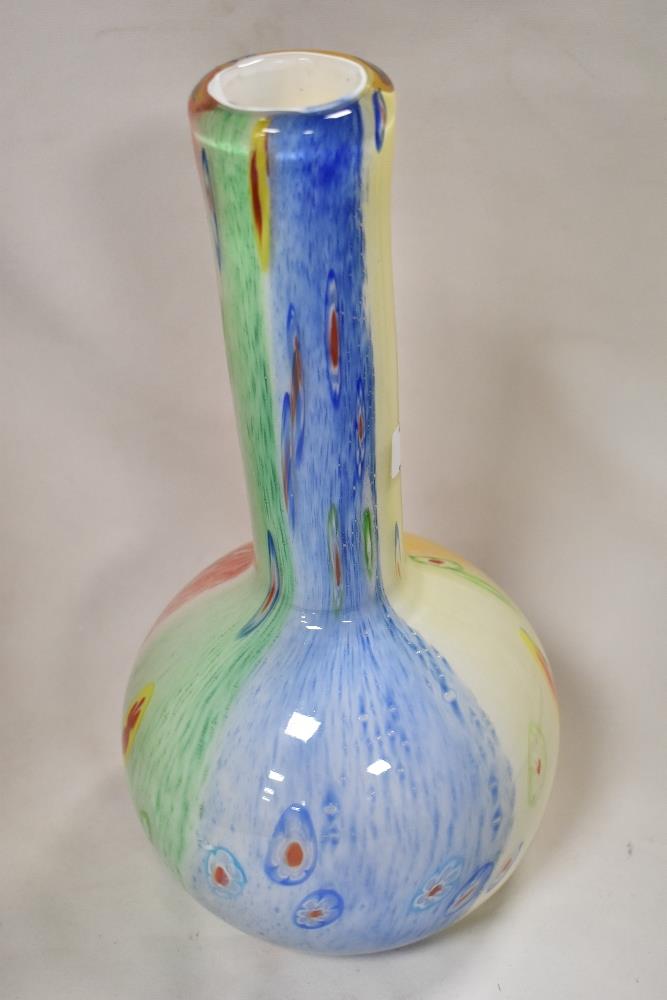 A modern art glass vase of bottle form possibly by Murano having five colour base with rod work - Image 3 of 4