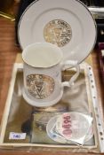A collection of Singer Owners Car Club memorabilia and ephemera including display plate and mug, tax