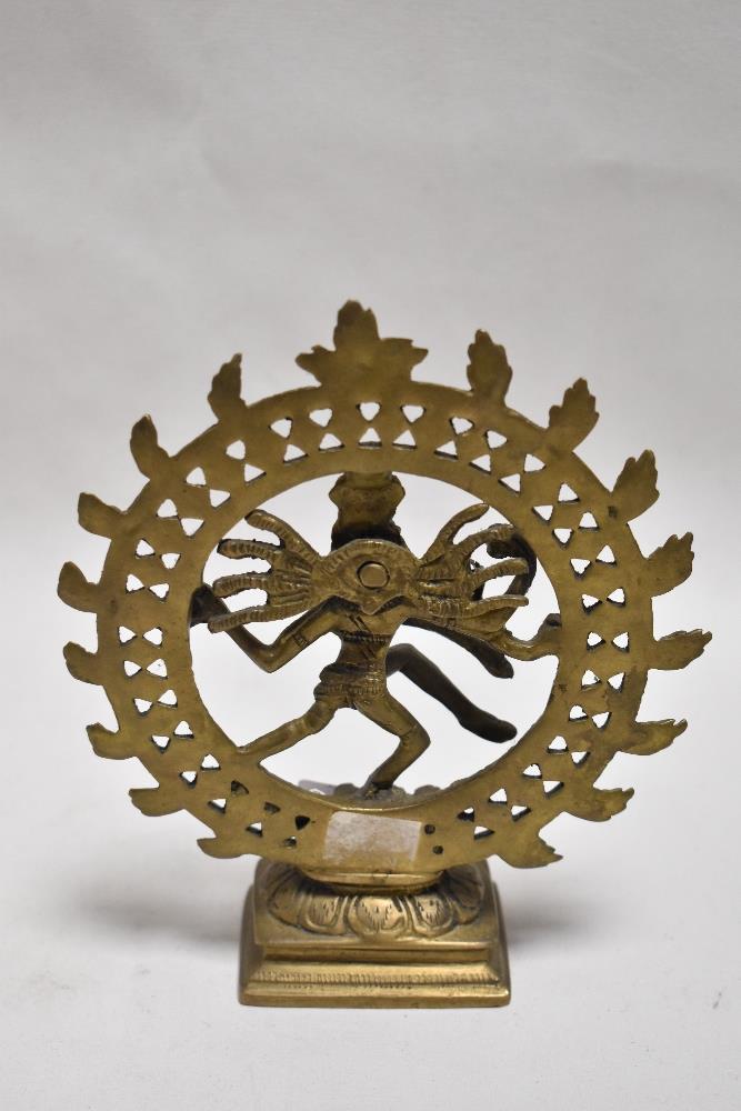 An early 20th century Indian bronze cast Lord Shiva in Nataraja form. 12cm tall - Image 2 of 2