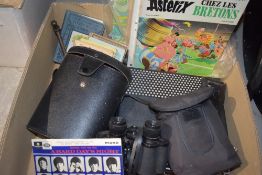 A mixed selection of items including an ITT Schaub-Lorenz cassette recorder, two pairs of binoculars
