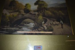 20th century), a country river landscape, 21 x 35cm, mounted framed and glazed, 45 x 59cm
