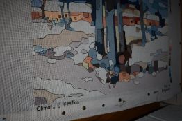 A mainly unfinished French tapestry in neutral colours.
