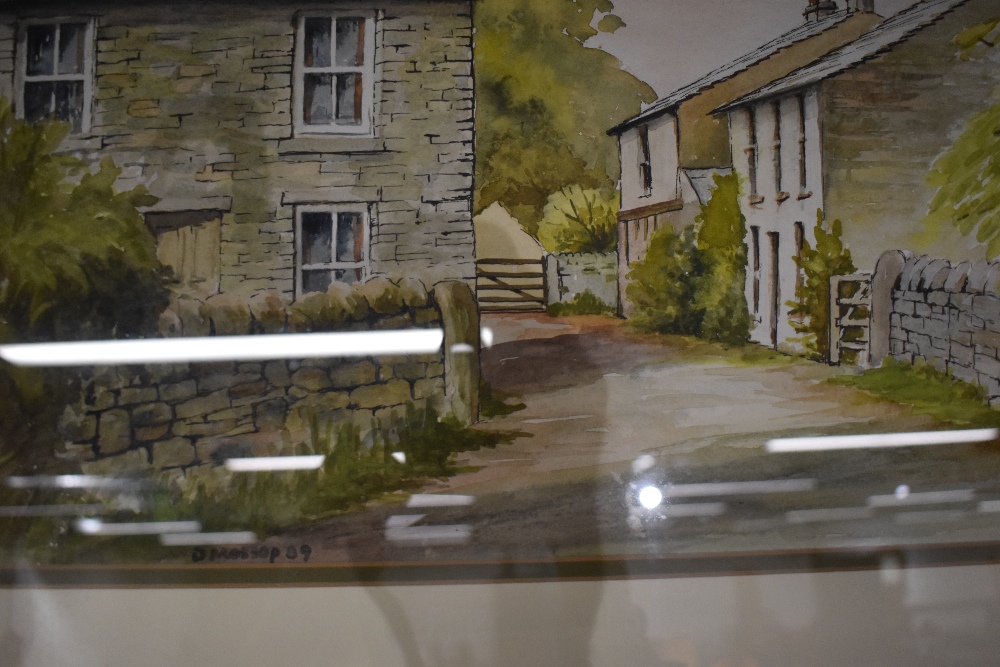 D Mossop, (20th century), a watercolour, farmstead, signed, 34 x 49cm, mounted framed and glazed, 51