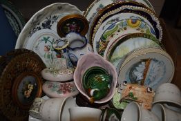 A selection of ceramics, collectors plates, cottage ware, part tea services etc