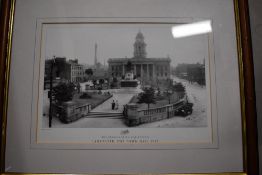 Four framed prints of Lancaster including The Castle-Shire Hall, Market Street c1950, Lancaster