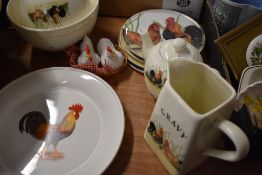 A lovely Hen themed lot including a tea for one pot and cup, gravy jug, mixing bowl and four plate