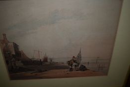 (19th century), a print, harbour cocklers, 26 x 33cm, later mounted oak framed and glazed, 43 x