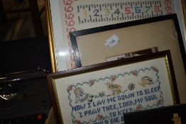 Two cross stitches a plaque etc