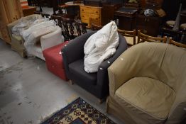A selection of Ikea tub chairs and 'Foto' ottoman
