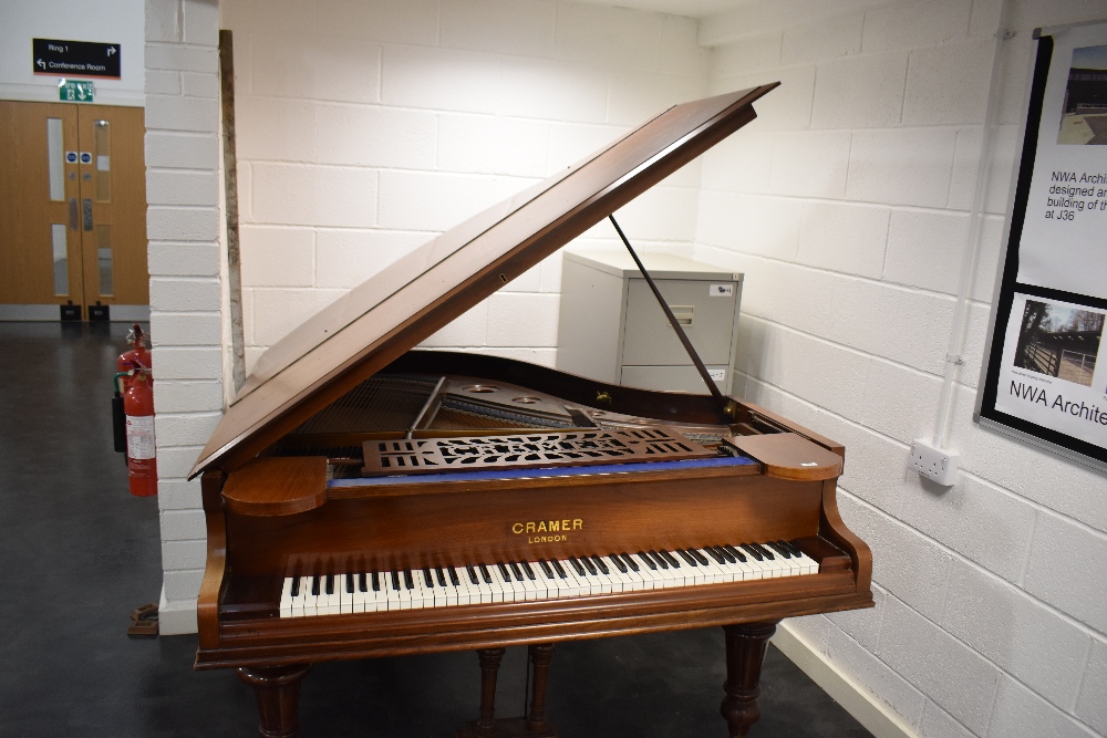 A late 19th Century mahogany cased baby grand piano by Cramer & Sons