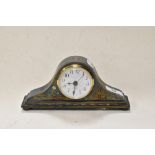 A vintage Japanned style Chinese Quartz mantel clock, having painted blue ground with traditional