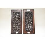 Two late 19th century Chinese/Cantonese finely carved decorative hardwood panels,possibly rosewood,