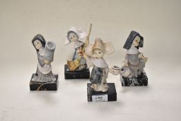 Four Depose Italian Carrara marble figurines, three out of four impressed with Simonetti.
