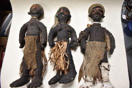 Three early 20th century Mendi or Compensation dolls from Papua New Guinea Pacific Ocean,