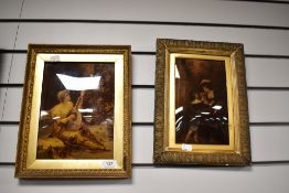 Two late 19th/ early 20th century crystoleums, having scenes of lady with instrument and the other