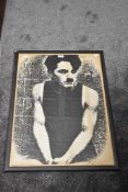 A vintage 'Grandpa poster Co' Abstract black and white Charlie Chaplin poster.