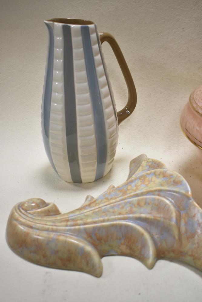 Two Art Deco wall pockets, including Beswick 506 and Crown Devon, a mid century jug and a pink - Image 2 of 6