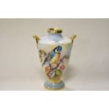 A 1960s Aynsley fine art collection vase, with narrow neckline and two handles heightened with gilt,