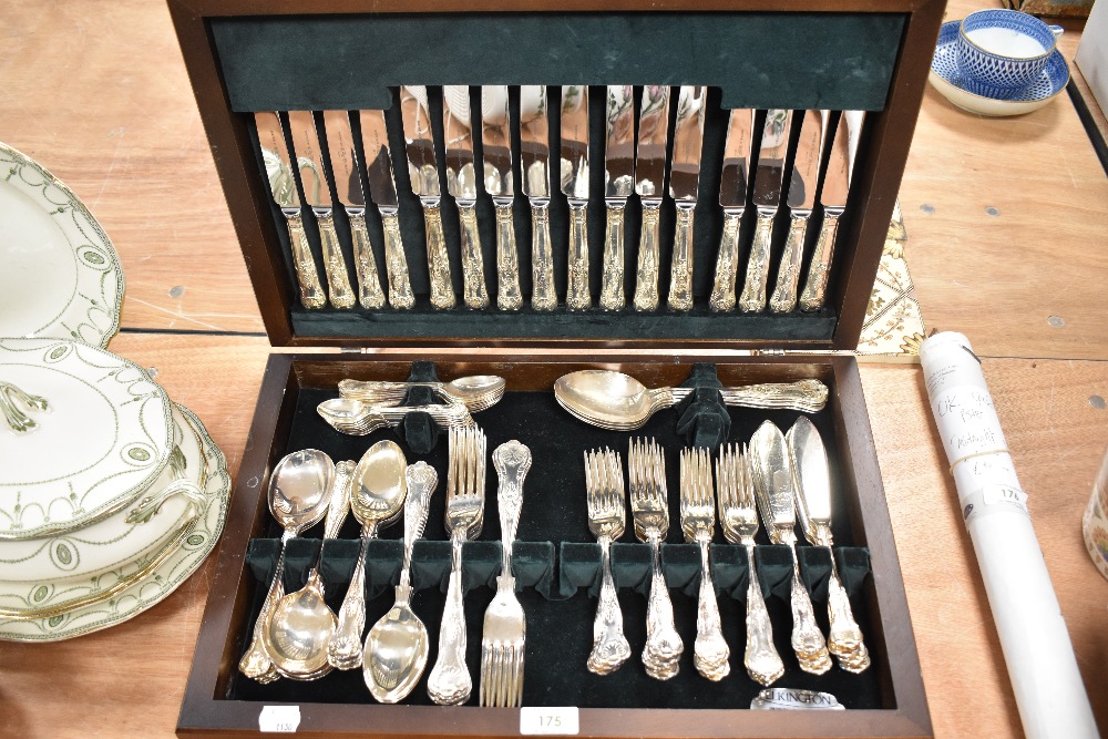 A canteen of traditional styled plated cutlery marked Sheffield, Eckington, having decorative