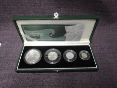 A Royal Mint 2003 Silver Proof Britannia Collection Four Coin Set, £2, £1, 50p & 20p with
