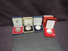 Four Commonwealth Silver Proof Coins, 1oz Australian Lunar 2006 Year of the Dog, 1981 United Kingdom
