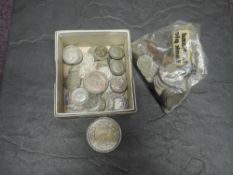 A collection of mainly GB Coins including Silver, also including a 1921 USA Silver Dollar,