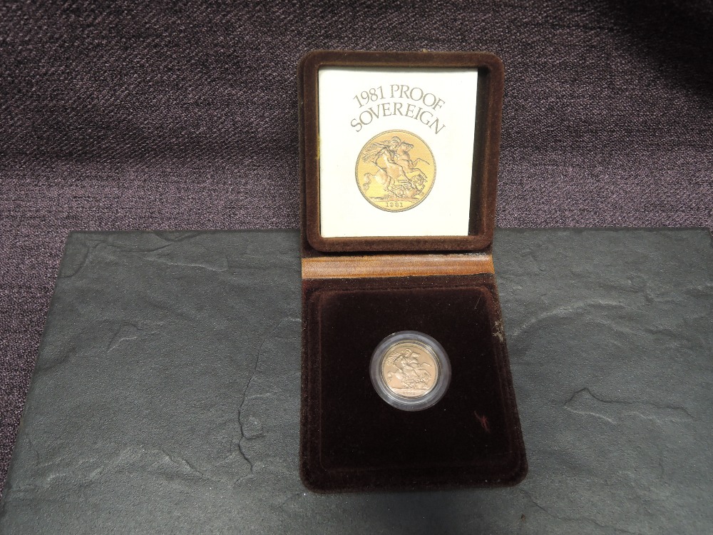A United Kingdom Royal Mint 1981 Queen Elizabeth II Proof Gold Sovereign, with certificate in