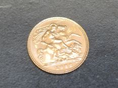 A United Kingdom Royal Mint 1982 Queen Elizabeth II Half Gold Sovereign