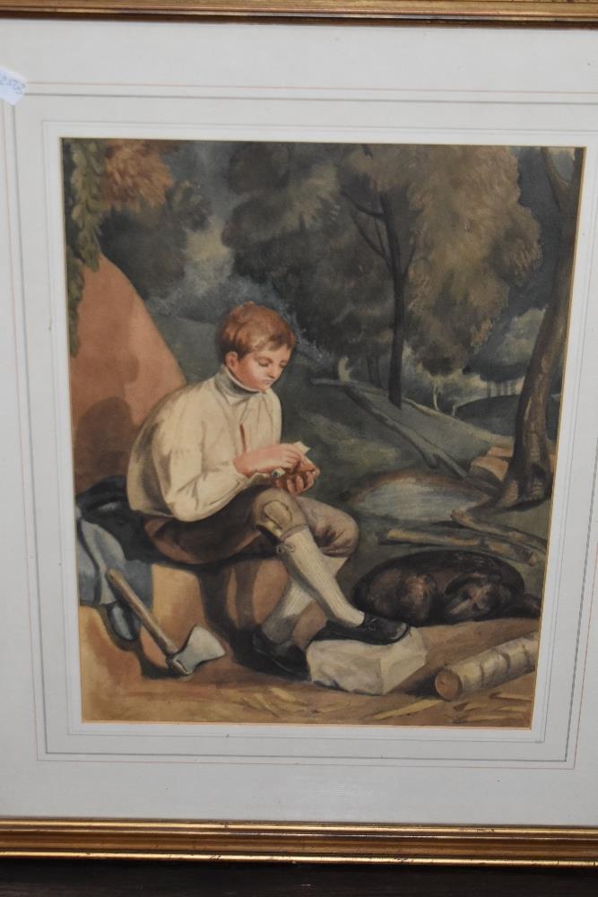 (19th century), a watercolour, woodcutter lad, 40 x 30cm, modern mounted framed and glazed, 61 x