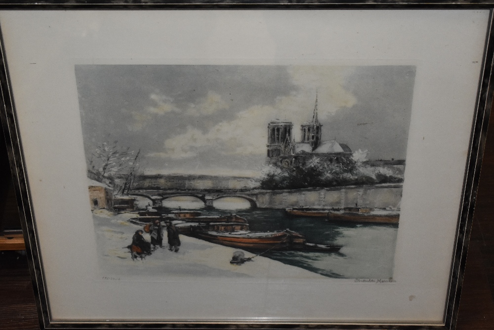 (19th/20th century), a print, aerial view of Paris, 23 x 38cm, later mounted framed and glazed, 46 x - Image 2 of 2