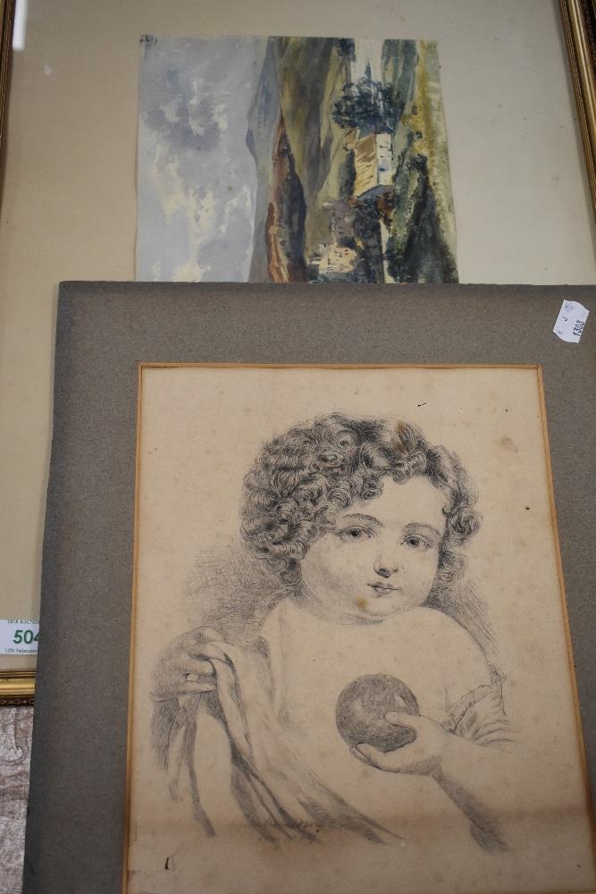 (19th century), a sketch, young girl, 27 x 22cm, (19th century), a print, monochrome, lady, 30 x