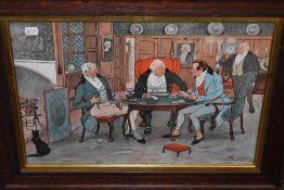 Stanley Cock, (20th century), after, a print, tavern gamblers, 33 x 49cm, dark oak framed and