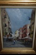 G R T, (20th century), an oil painting, Middle Eastern street, 24 x 17cm, indistinctly signed, 34