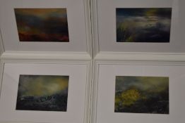 Jane Wallwork, (contemporary), four mixed media paintings, On the Edge, Lichen, Summit, and