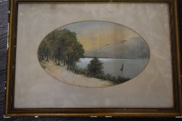 A Wright, (19th/20th century), a pair of watercolours, oval, Windermere Lake and Loch Ness, signed