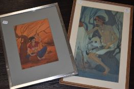 Kukal Singh, (20th century), two watercolours, Indian action portraits, each signed, one dated 1951,