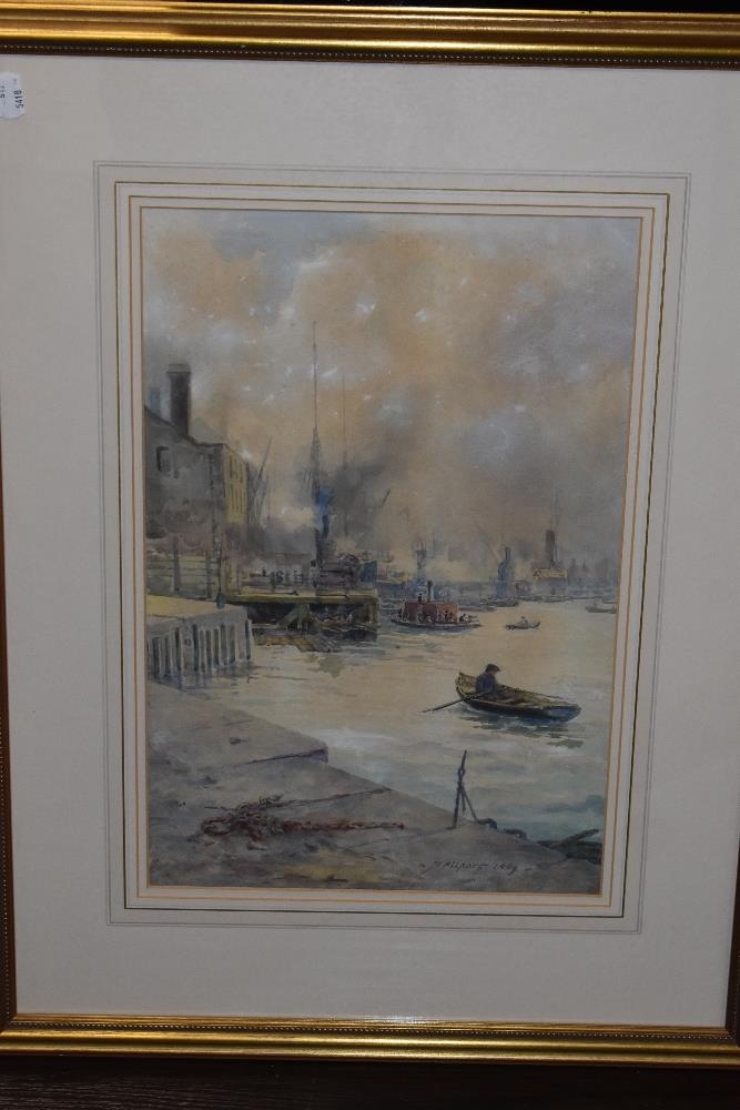 A 19th century harbour scene watercolour, baring signature H Allport and dated 1889 lower right - Image 2 of 2