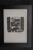 Jonathan Gibbs, (contemporary), after, a Ltd Ed print, woodcut, sea view, signed and num 16/250,