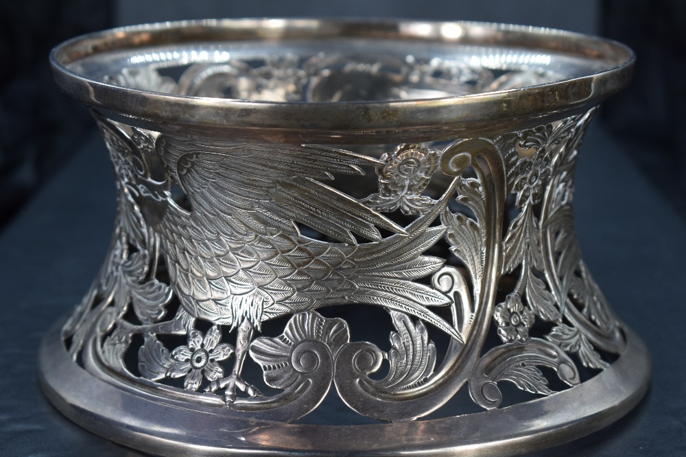 An early 20th century Irish silver dish ring, of waisted circular form, pierced and engraved with - Image 4 of 6