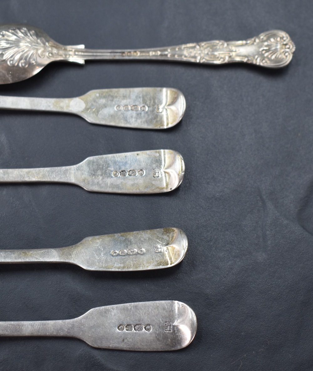 A set of four Victorian silver teaspoons, fiddle pattern with engraved initials MRC and pip to - Image 2 of 2