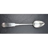 A George III Scottish silver basting spoon, fiddle pattern with engraved initials and Hanovarian