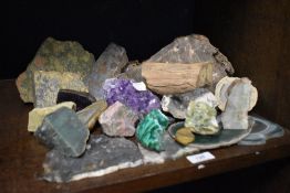 A selection of natural history and geology interest rock mineral and semi precious stones