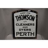 An early 20th century enamel double sided advertising sign for Thomson Cleaners and Dyers Perth 46cm