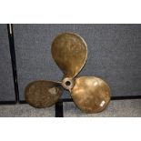 A large brass ships propeller marked 24 x 18 LH