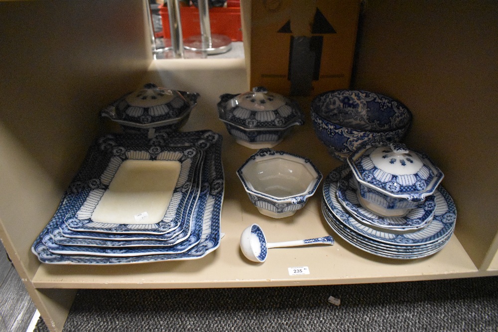 A group of D & Sons [halford] blue and white transfer printed dinner wares, to include five