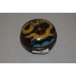 An early 20th century Japanese cloisonne lidded container with a dragon design cover. 8cm across