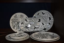 A selection of mid century Home Maker plates and Pasisienne pattern dishes, chip to plate.