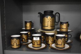 A mid century Hornsea Pottery Midas pattern part tea service.