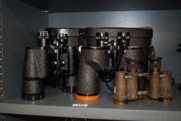 Three pairs of binoculars including Carl Zeiss, Tecnar 10x50 and Super Zenith 20x50