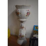 A modern MaryLeigh Pottery jardinere and pedestal in floral design approx 60cm high.